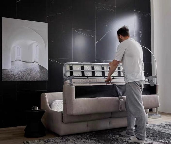 Home Atelier Denna Scratch Resistant Leather-Aire Foldable Sofa Bed with Mattress