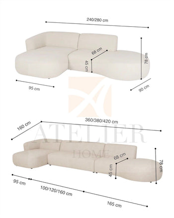 Home Atelier Desiree Scratch Resistant Sectional Curve Sofa