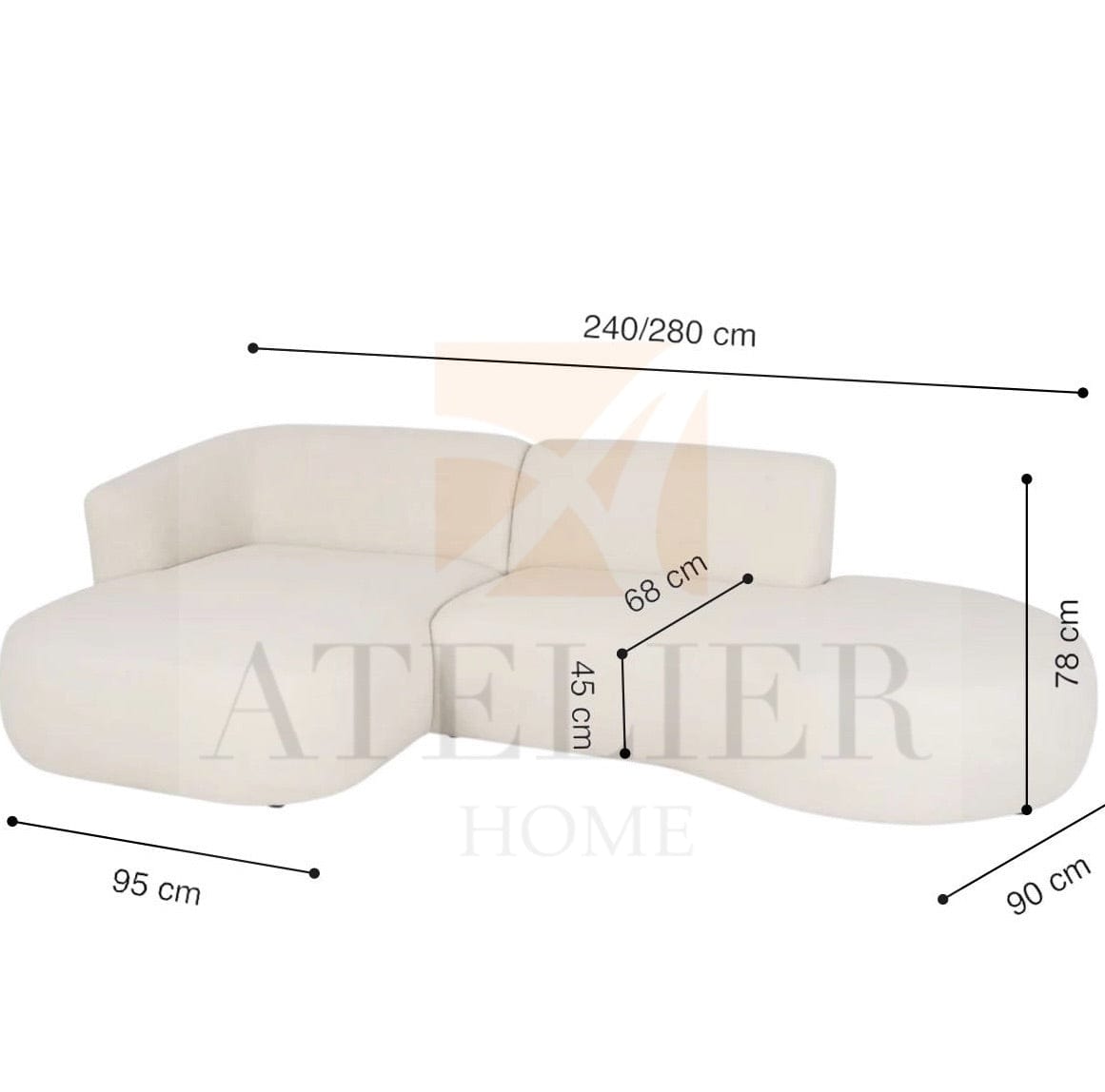 Home Atelier Desiree Scratch Resistant Sectional Curve Sofa