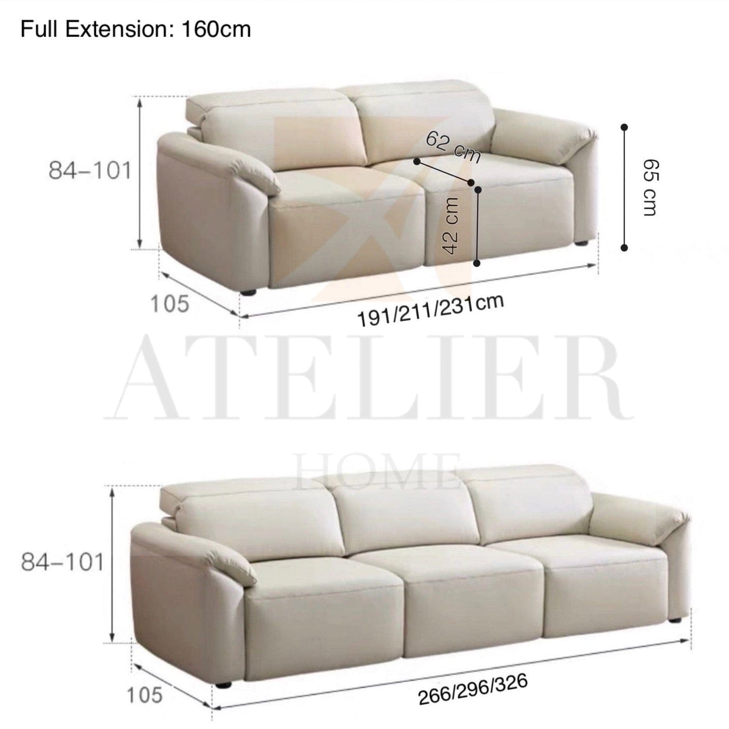 Home Atelier Dexter Electric Motorized Leather Sofa Bed
