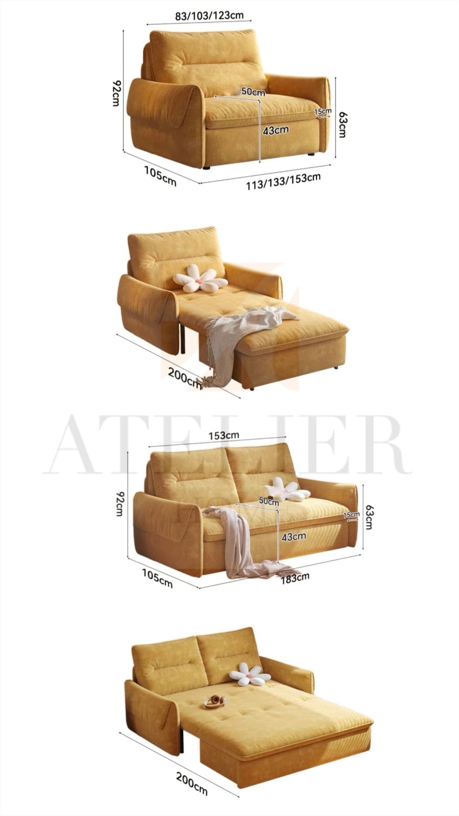 Home Atelier Dexton Electric Extendable Sofa Bed