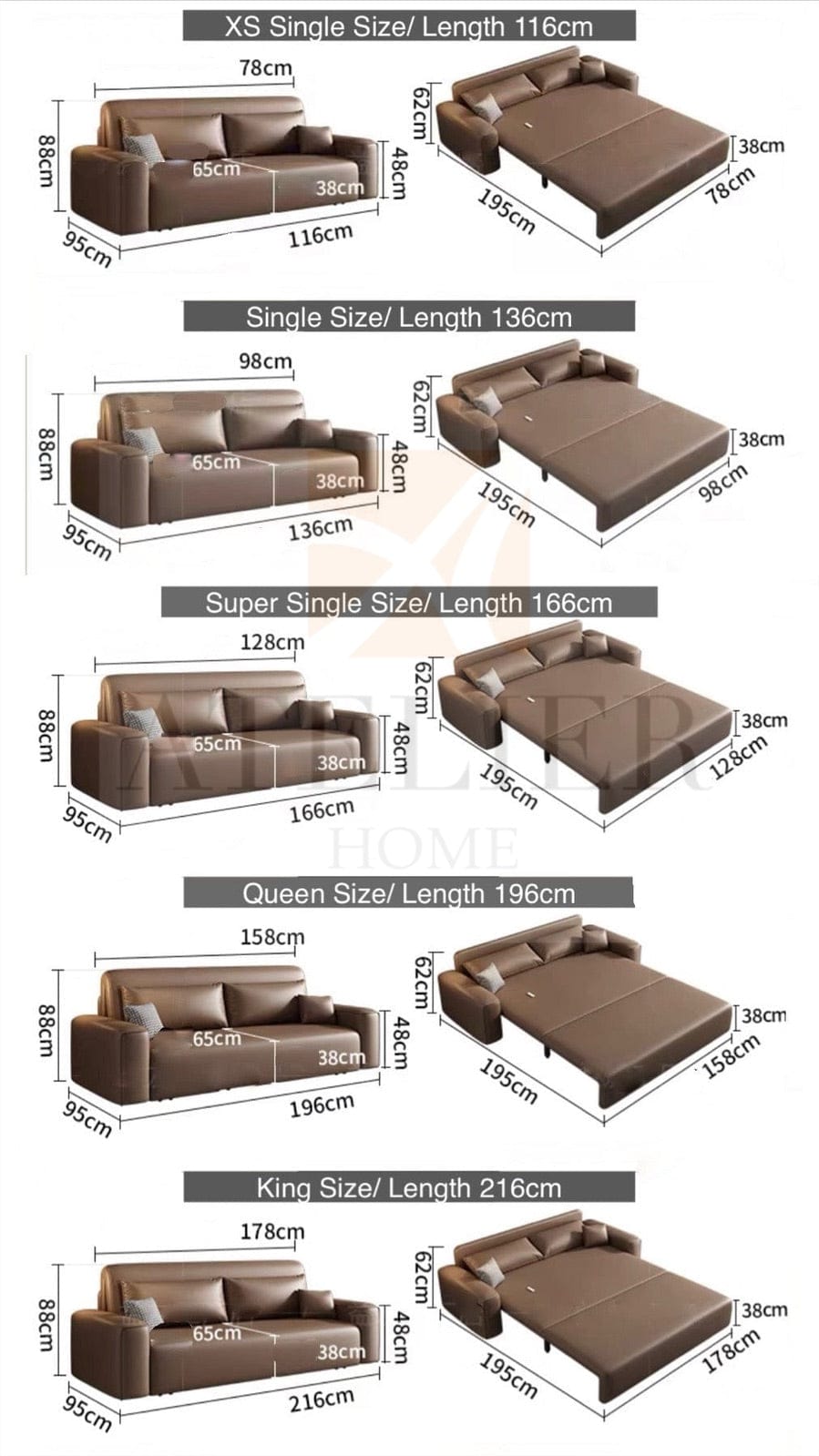 Home Atelier Dillion Electric Sofa Bed