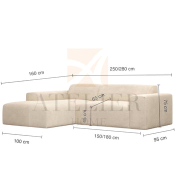 Home Atelier Dolce Scratch Resistant Sectional L-shaped Sofa