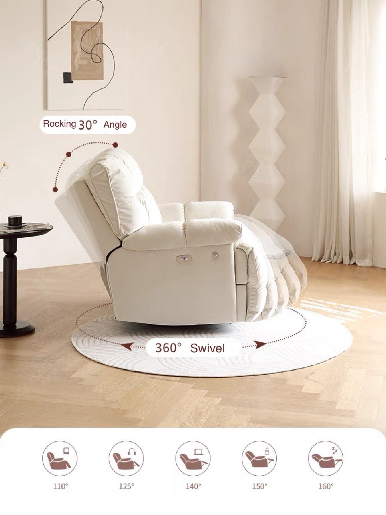 Home Atelier Dominic Swivel Recliner Sofa