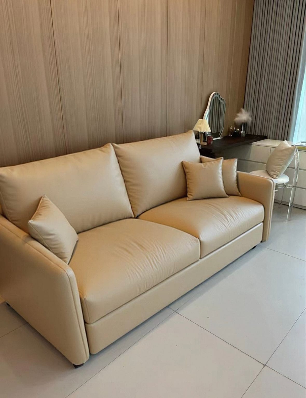 Home Atelier Donald Leather Foldable Sofa Bed with Mattress