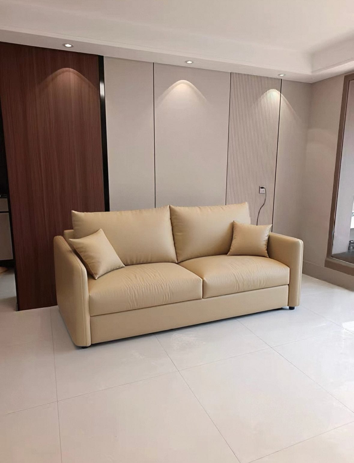 Home Atelier Donald Leather Foldable Sofa Bed with Mattress