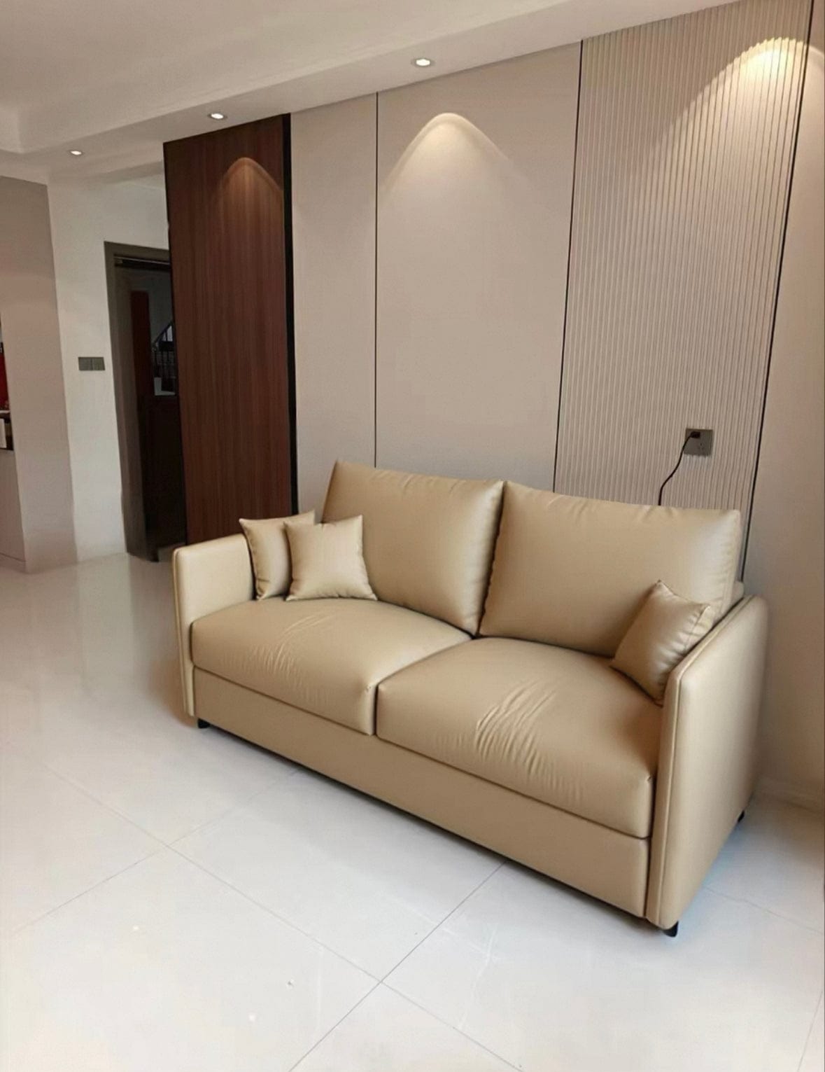 Home Atelier Donald Leather Foldable Sofa Bed with Mattress