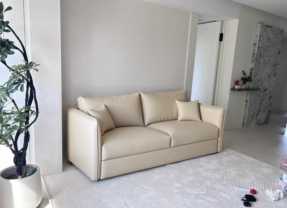 Home Atelier Donald Leather Foldable Sofa Bed with Mattress