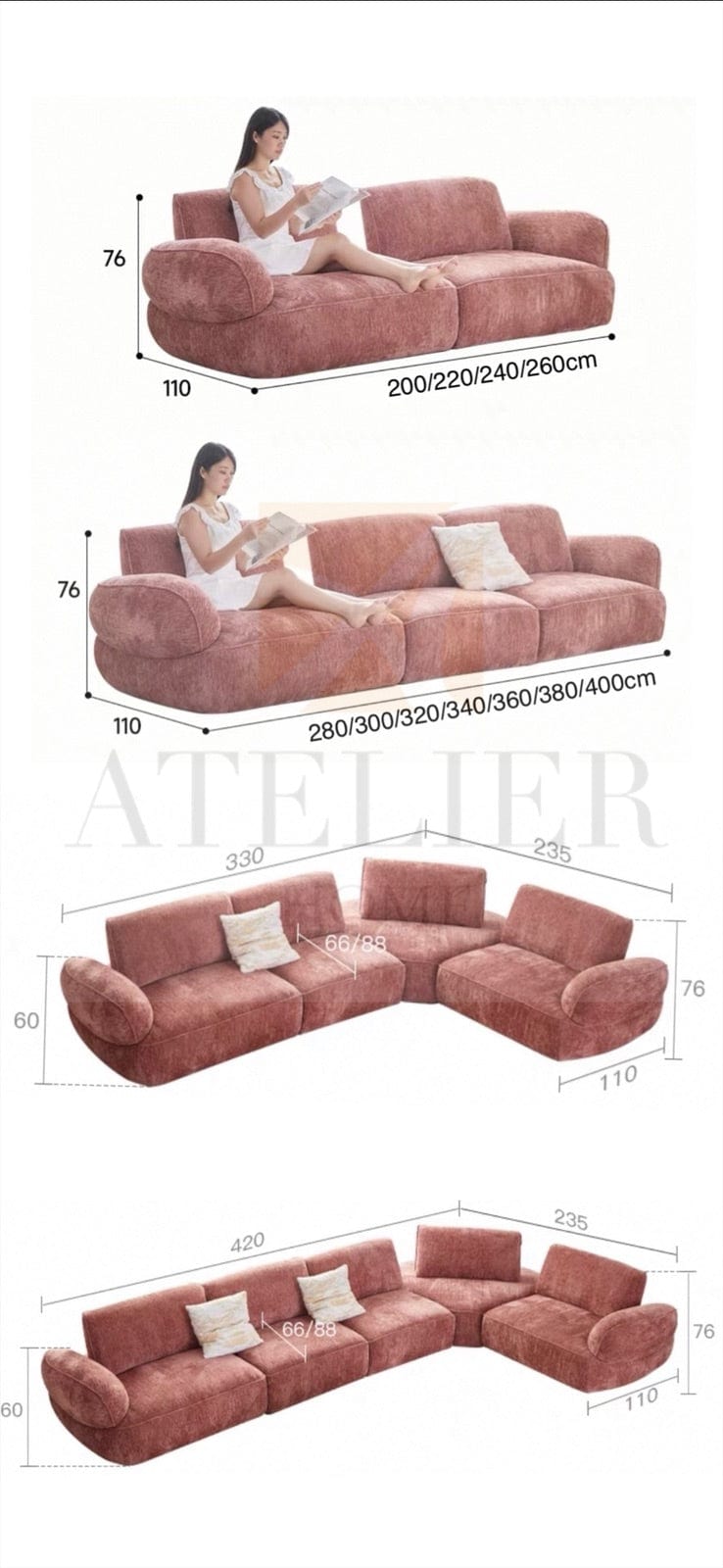 Home Atelier Dwayne Slider Backrest Sofa
