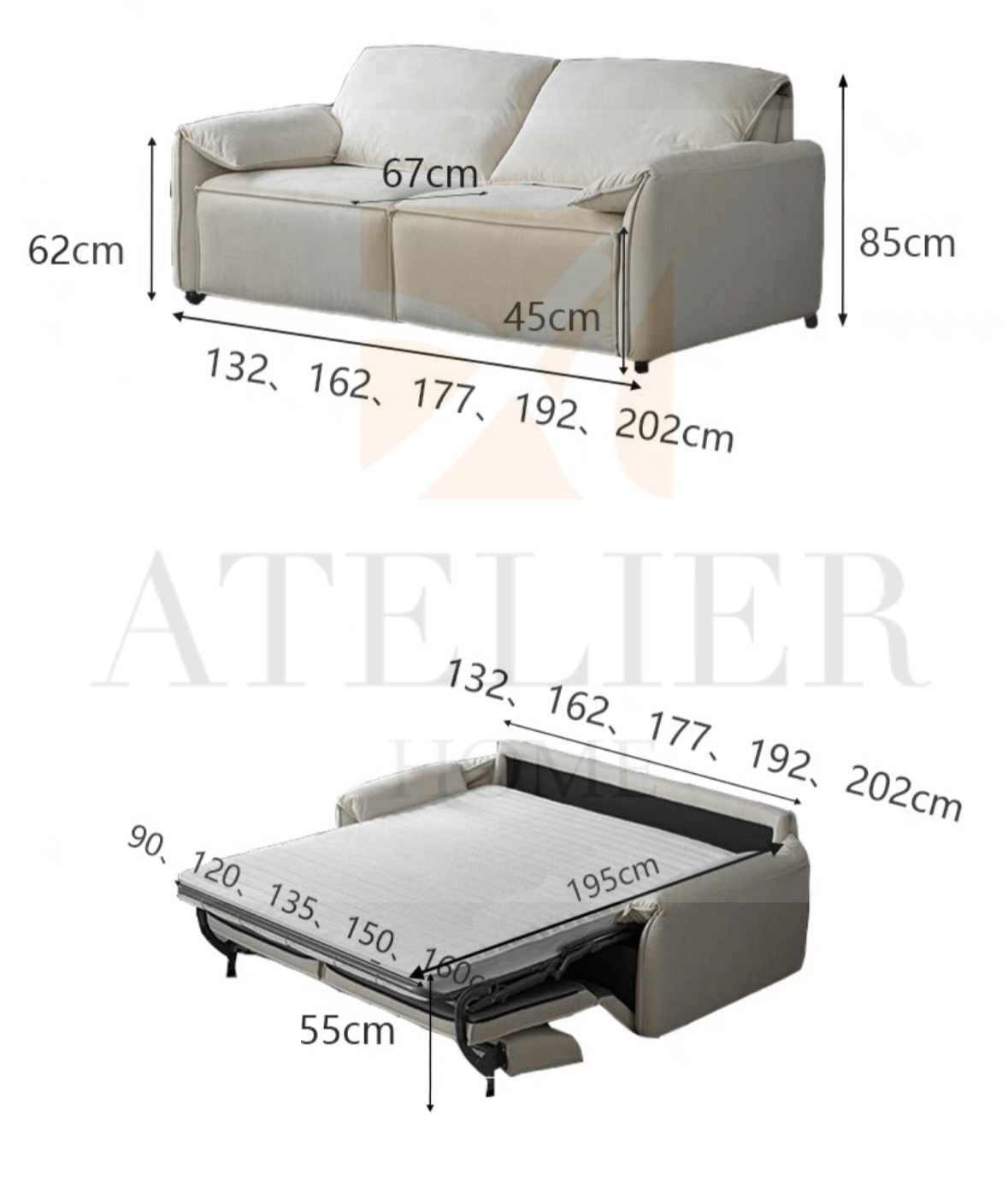 Home Atelier Earl Foldable Sofa Bed with Mattress