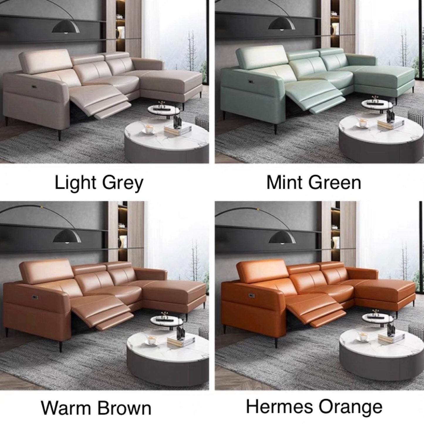 Home Atelier Ellie Sectional L-shape Electric Recliner Leather Sofa