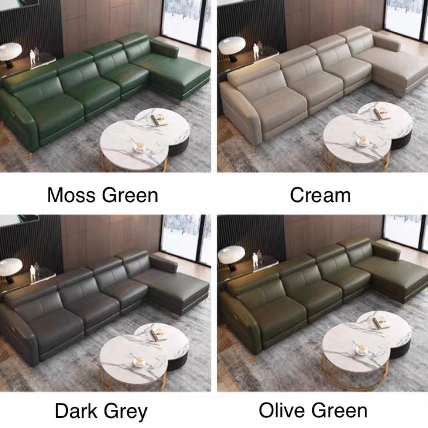 Home Atelier Ellie Sectional L-shape Electric Recliner Leather Sofa