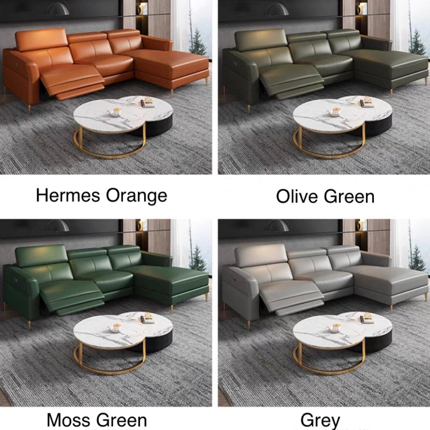 Home Atelier Ellie Sectional L-shape Electric Recliner Leather Sofa
