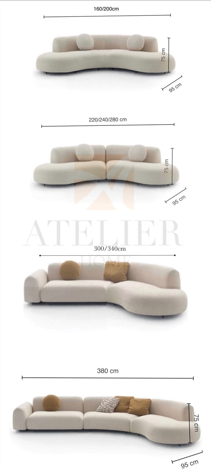 Home Atelier Estella Performance Boucle Curve Sofa