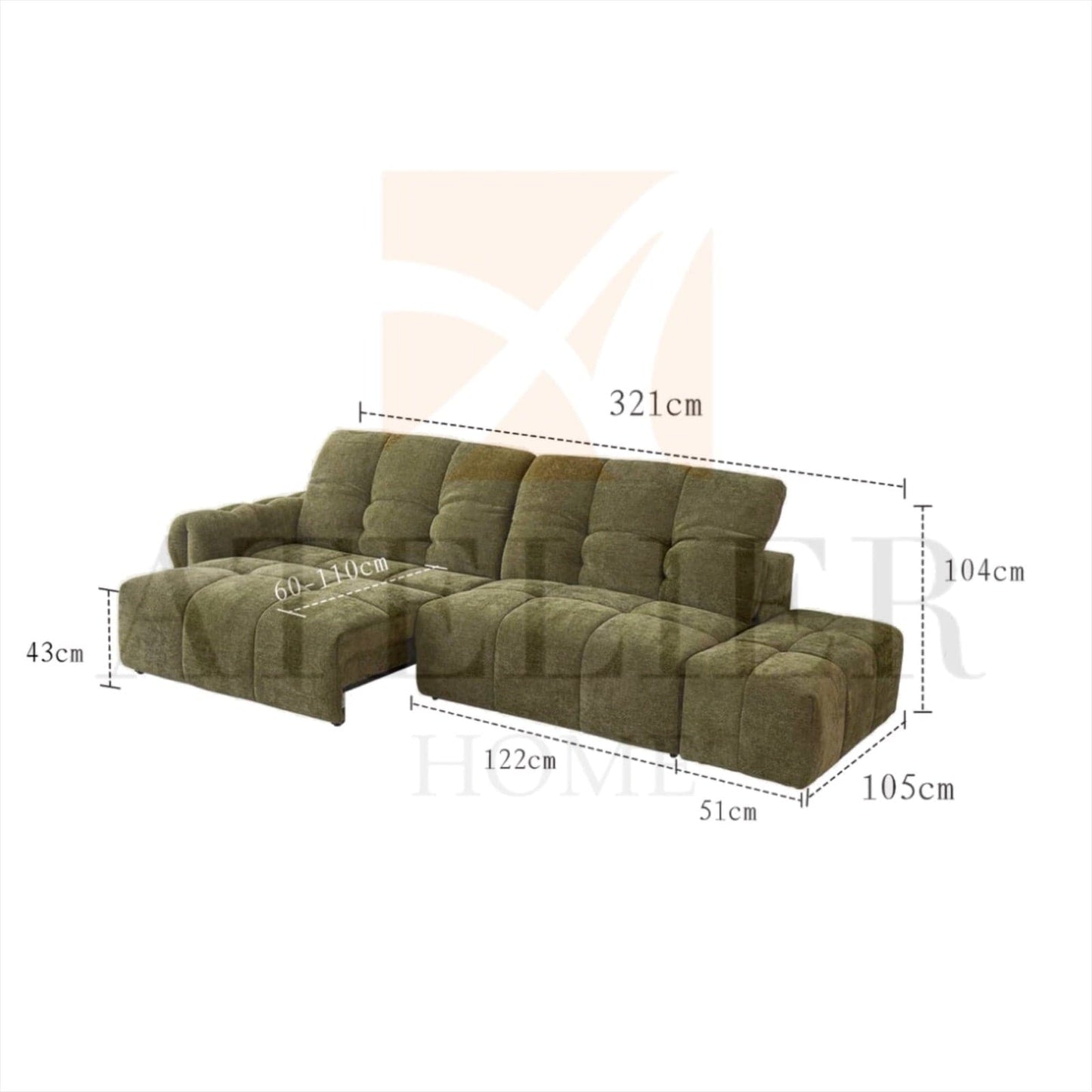 Home Atelier Evelyn Scratch Resistant Electric Extendable Sofa Bed