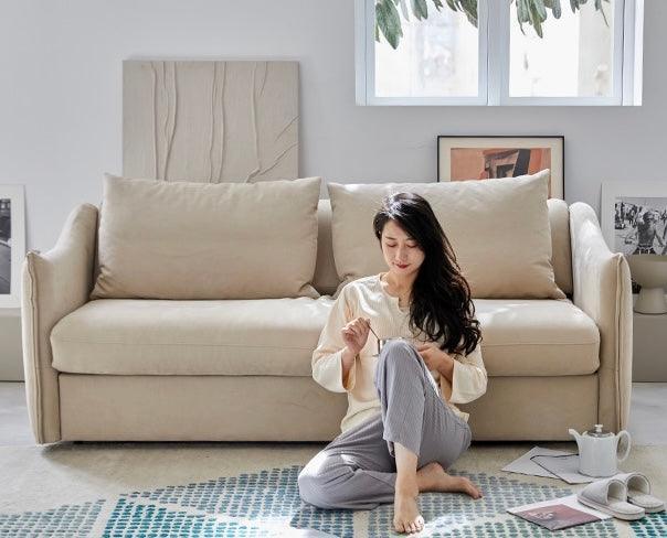 home-atelier-f31a Acacia Foldable Sofa Bed with Mattress