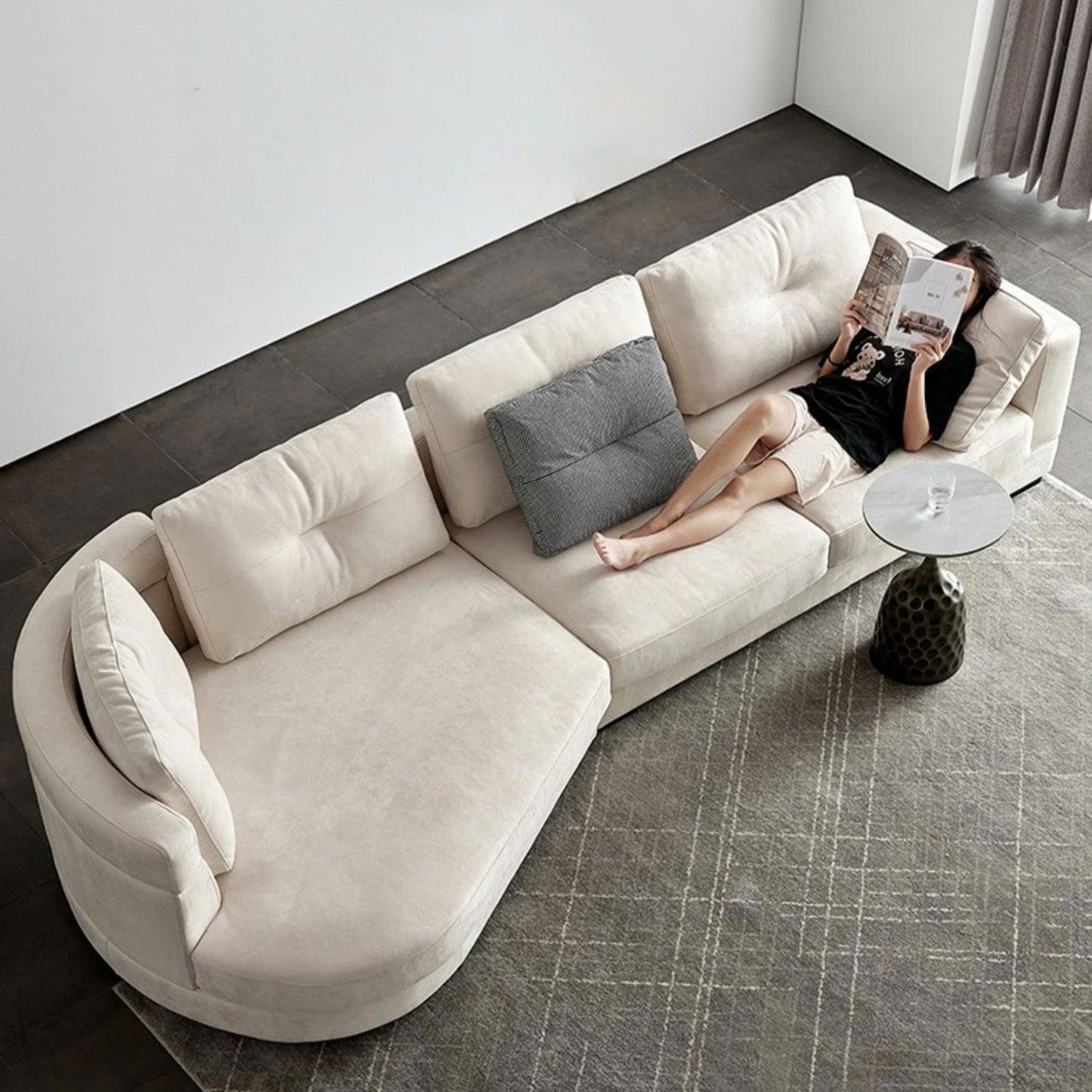 home-atelier-f31a Baxter Designer Sectional Round Chaise Sofa