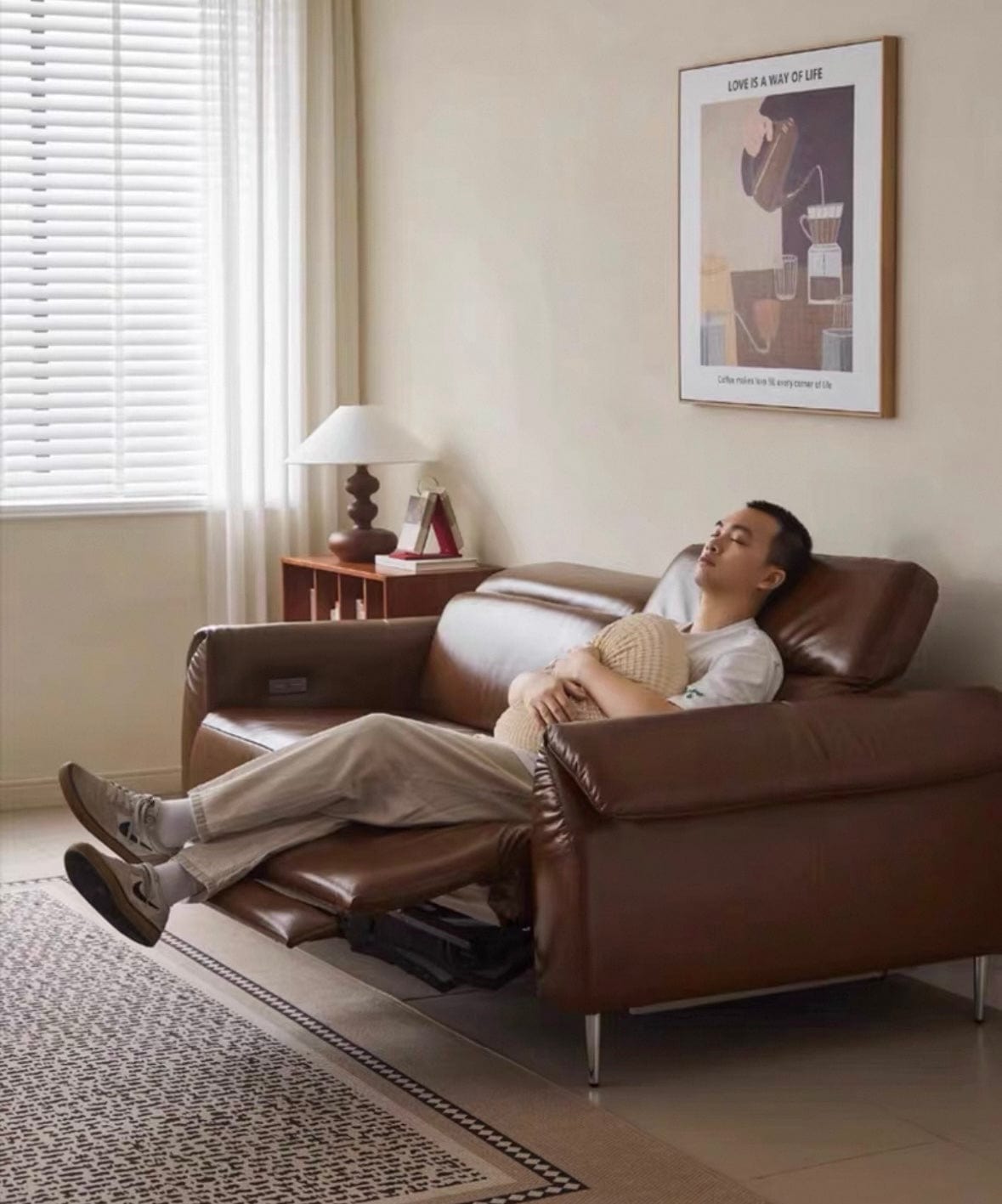 home-atelier-f31a Billy Sectional Electric Recliner Leather Sofa