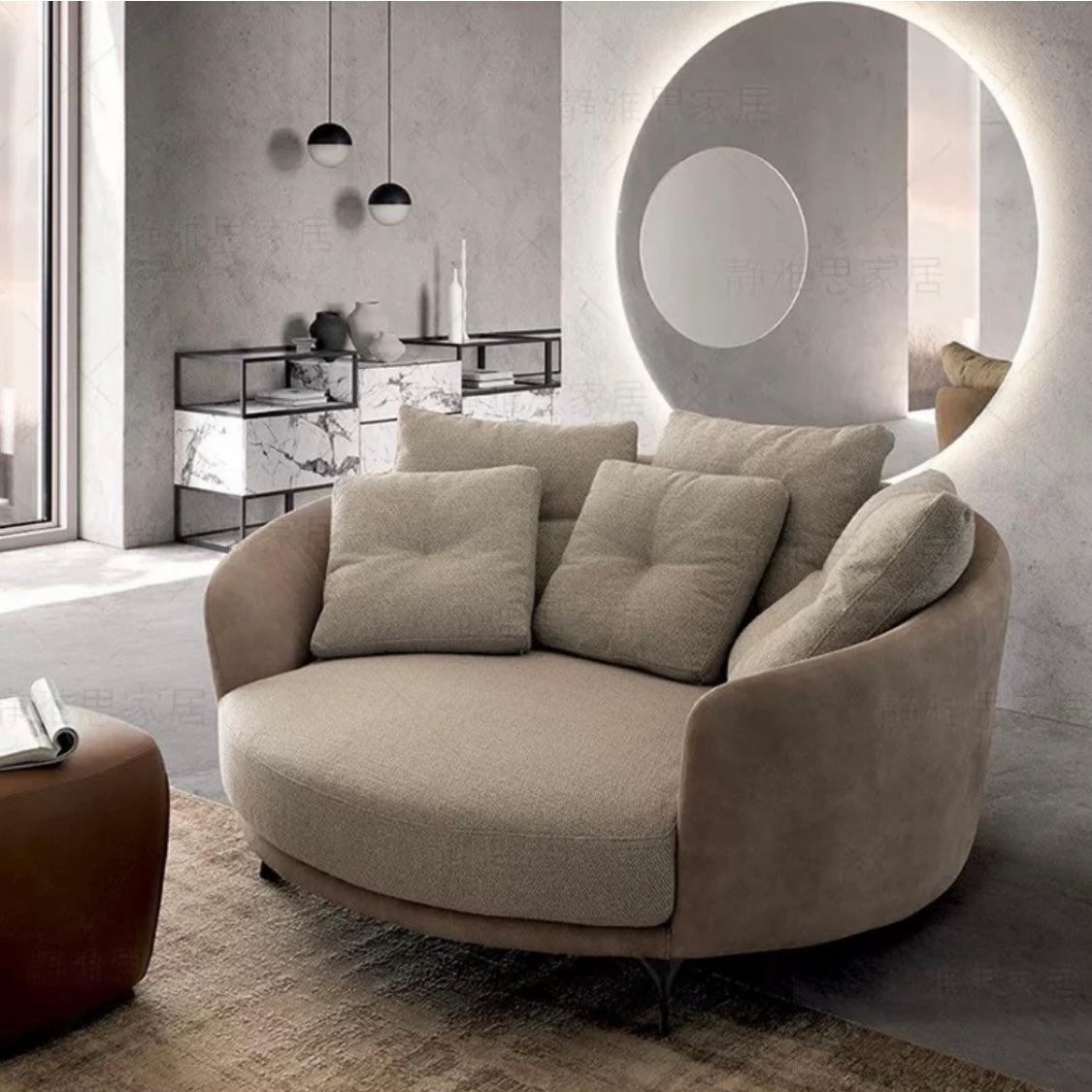 home-atelier-f31a Boucle Fabric / L120 x H80cm / White Berns Performance Boucle Round Chaise