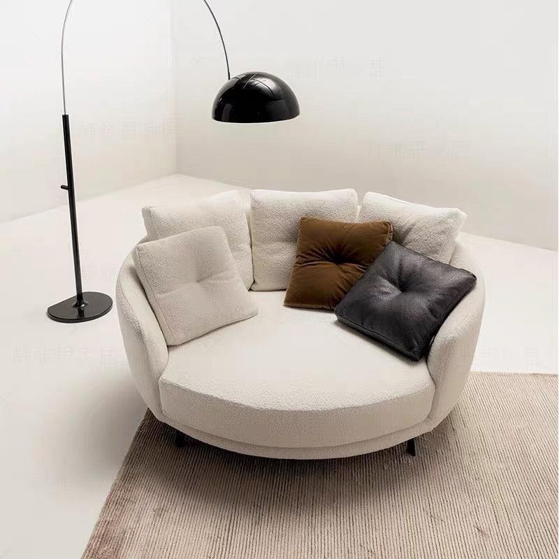 home-atelier-f31a Boucle Fabric / L150 x H80cm / White Berns Performance Boucle Round Chaise