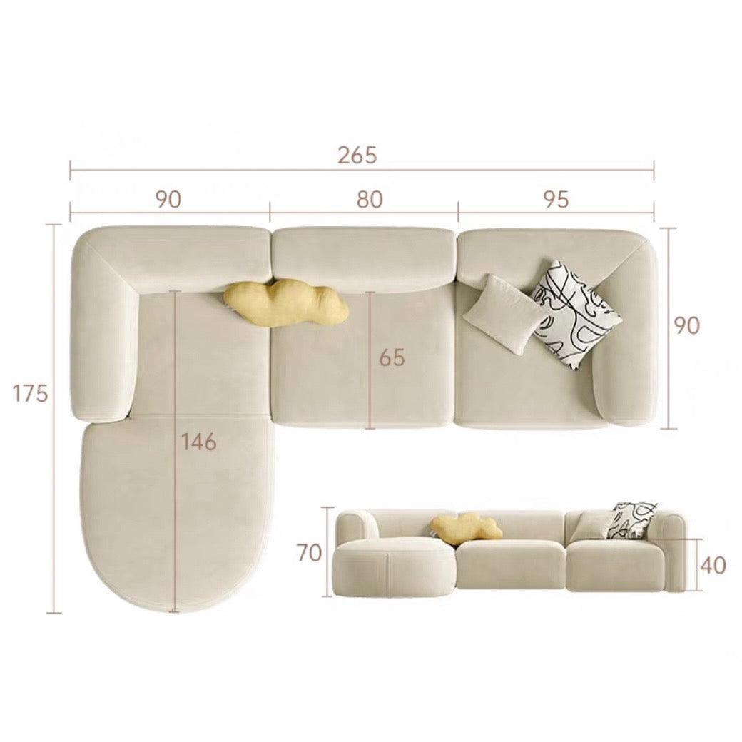 home-atelier-f31a Cat Proof Scratch Resistant Suede Fabric / 3 seater L-shape/ Length 265cm / Cream Auri Sectional Scratch Resistant Sofa