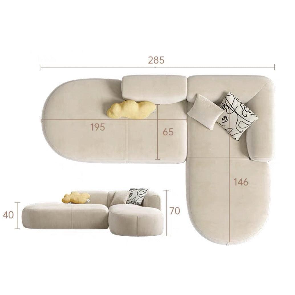 home-atelier-f31a Cat Proof Scratch Resistant Suede Fabric / Left+ Right Chaise/ Length 285cm / Cream Auri Sectional Scratch Resistant Sofa