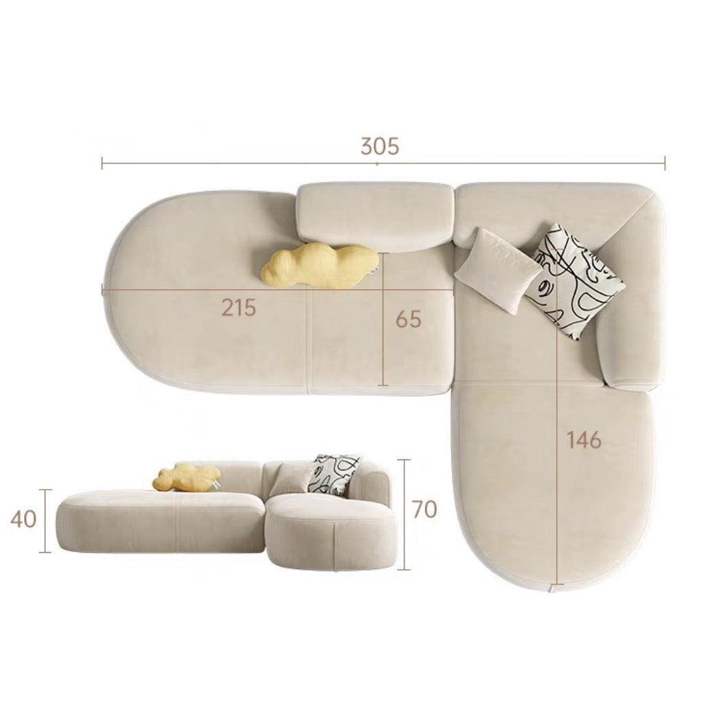 home-atelier-f31a Cat Proof Scratch Resistant Suede Fabric / Left+ Right Chaise/ Length 305cm / Cream Auri Sectional Scratch Resistant Sofa