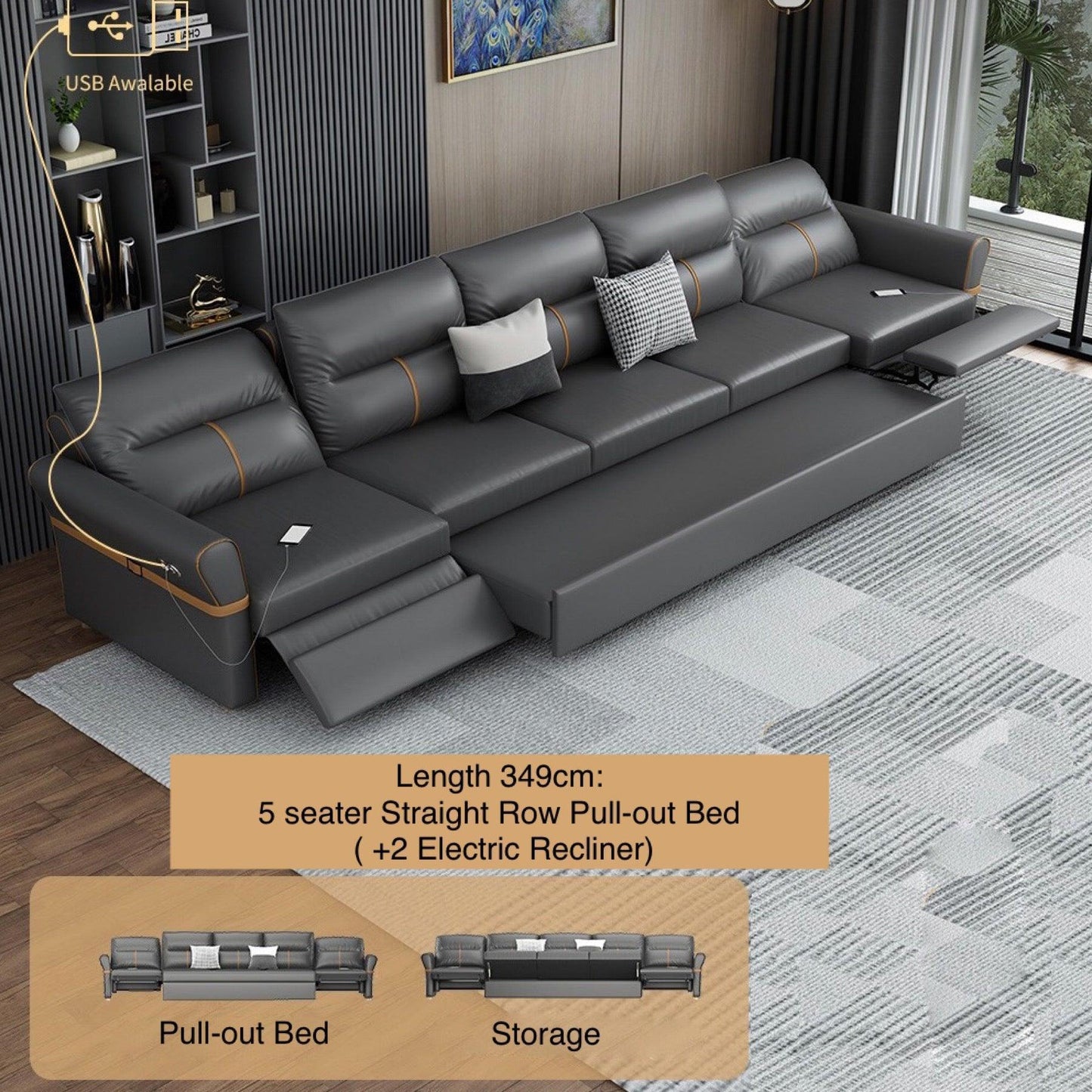 home-atelier-f31a Cavern Electric Recliner Storage Sofa Bed