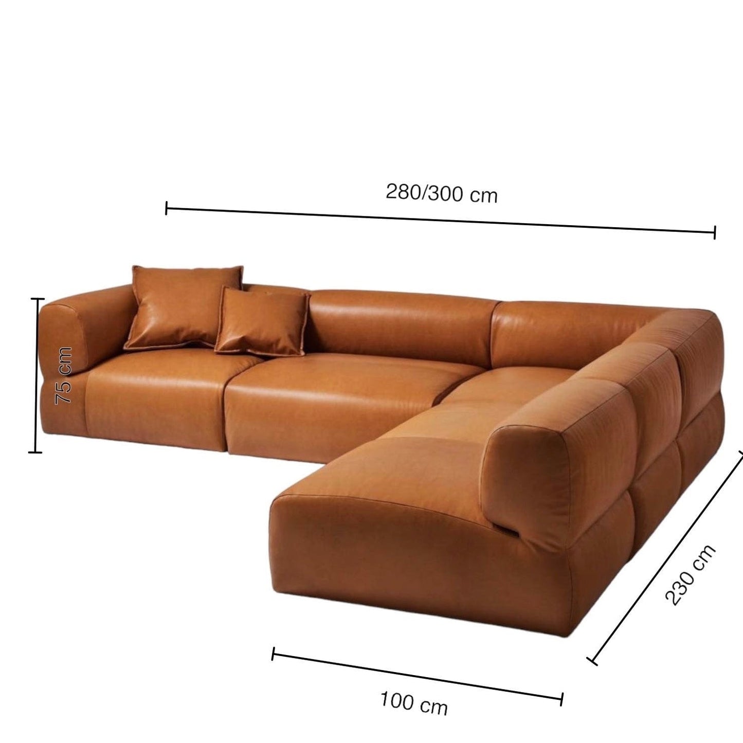 home-atelier-f31a Cotton Linen Fabric / Length 250cm/ With Curve Chaise / Cream Cairo Sectional Sofa