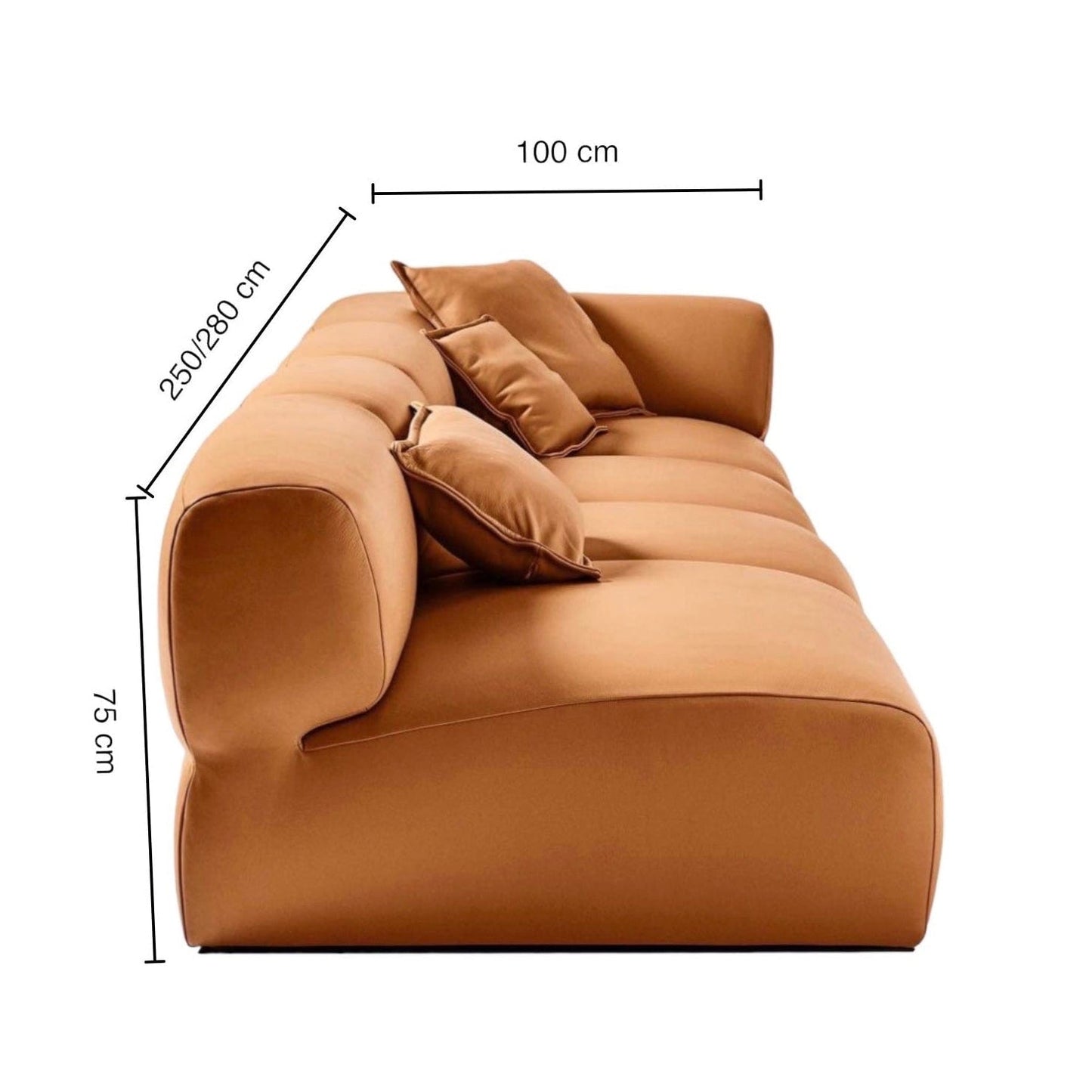 home-atelier-f31a Cotton Linen Fabric / Length 250cm/ With Curve Chaise / Cream Cairo Sectional Sofa