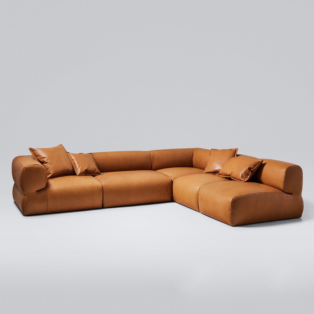 home-atelier-f31a Cotton Linen Fabric / Length 250cm/ With Curve Chaise / Cream Cairo Sectional Sofa