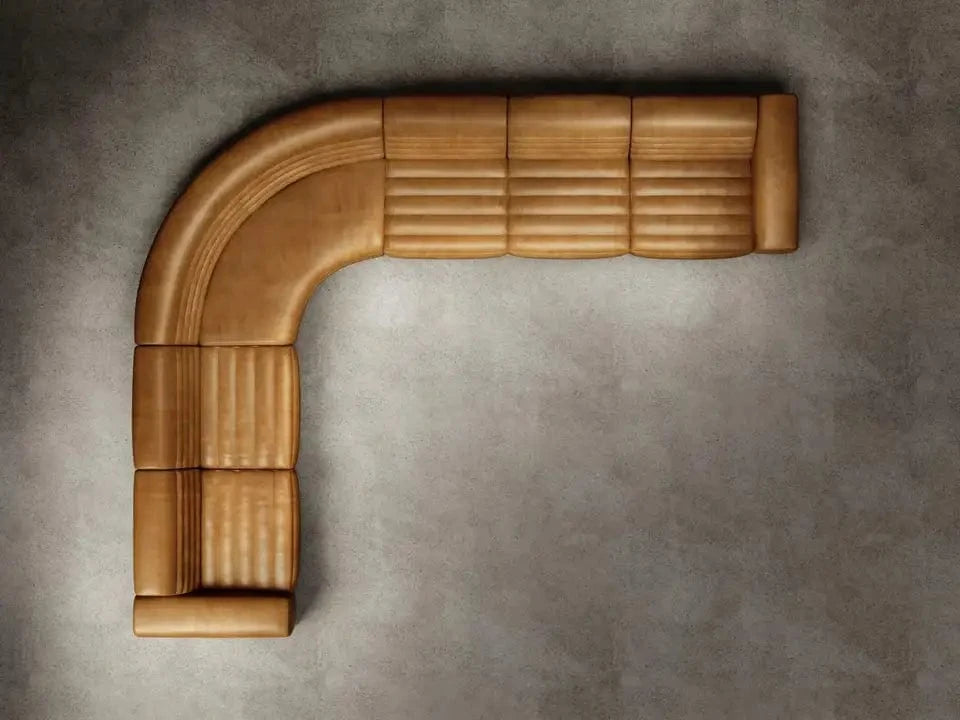 home-atelier-f31a Cotton Linen Fabric / Length 250cm/ With Curve Chaise / Cream Evan Sectional Curve Sofa