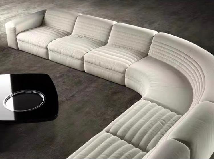 home-atelier-f31a Cotton Linen Fabric / Length 250cm/ With Curve Chaise / Cream Evan Sectional Curve Sofa