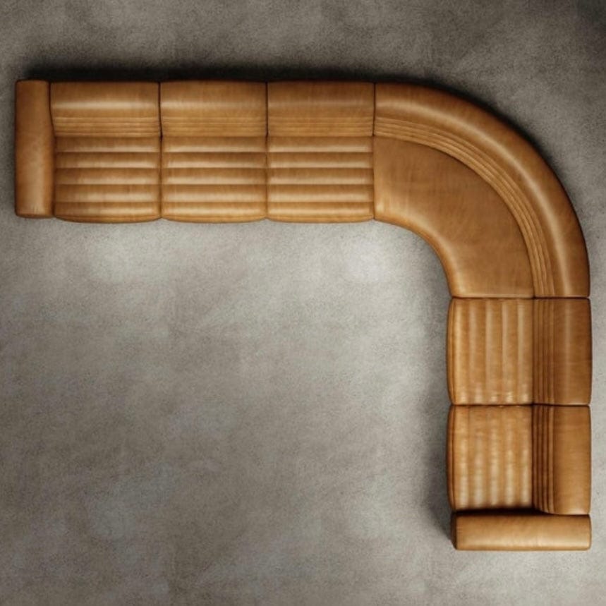 home-atelier-f31a Cotton Linen Fabric / Length 250cm/ With Curve Chaise / Cream Evan Sectional Curve Sofa