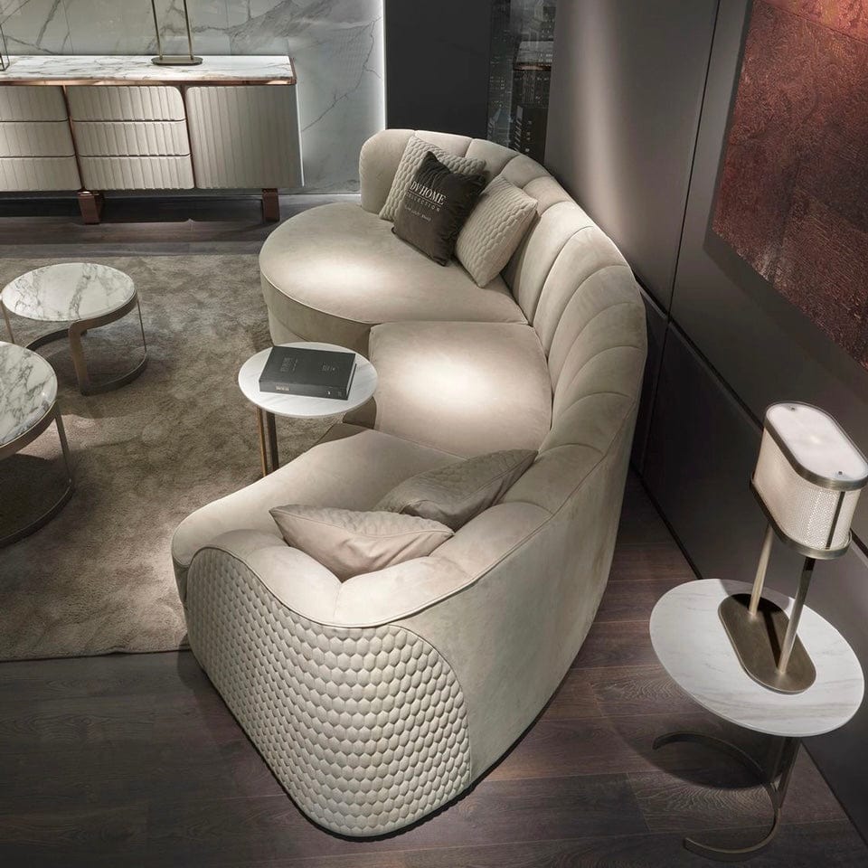 home-atelier-f31a Cotton Linen Fabric / Length 250cm/ With Curve Chaise / Cream Nicholas Sectional Curve Chaise Sofa