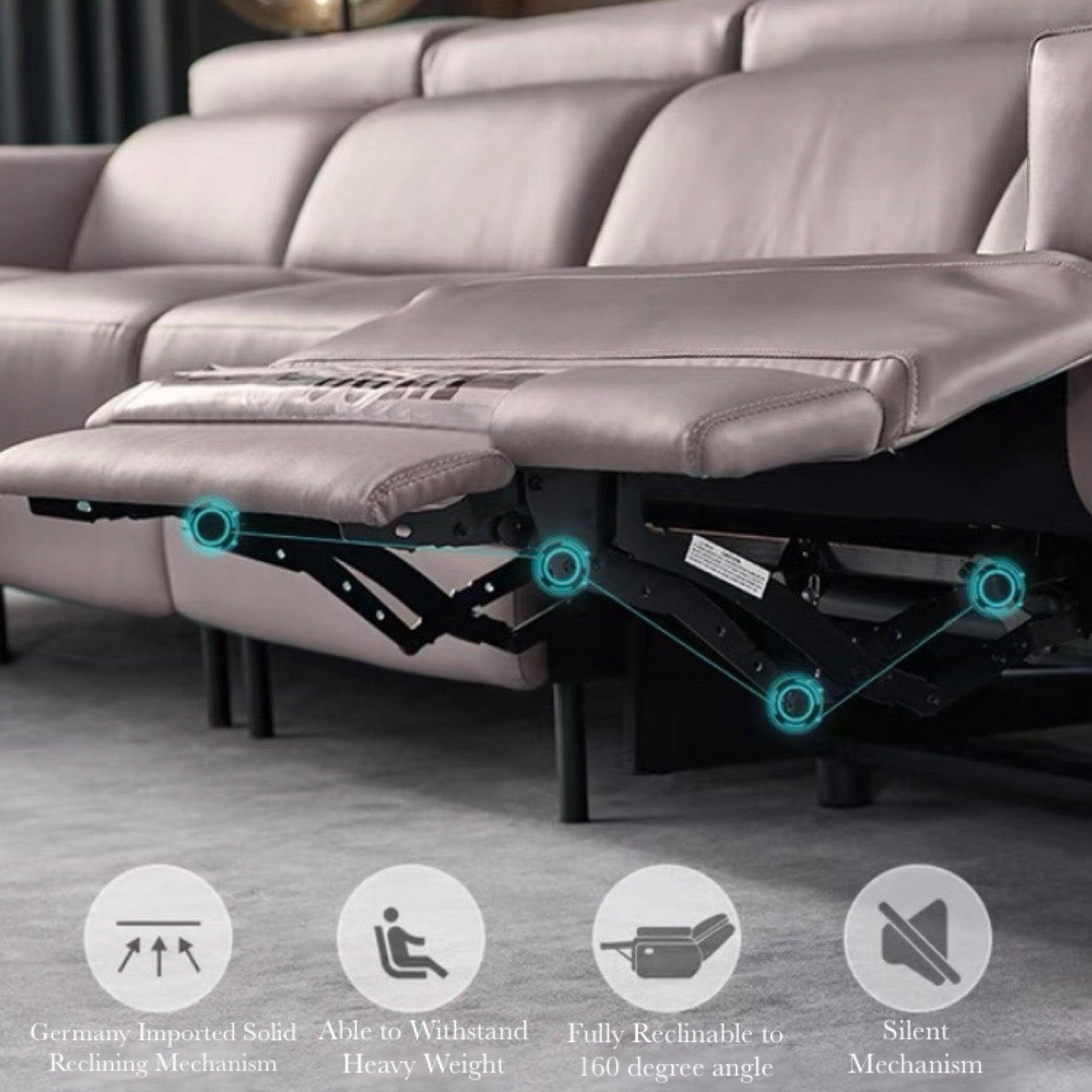 home-atelier-f31a Ellie Sectional Electric Recliner Leather Sofa