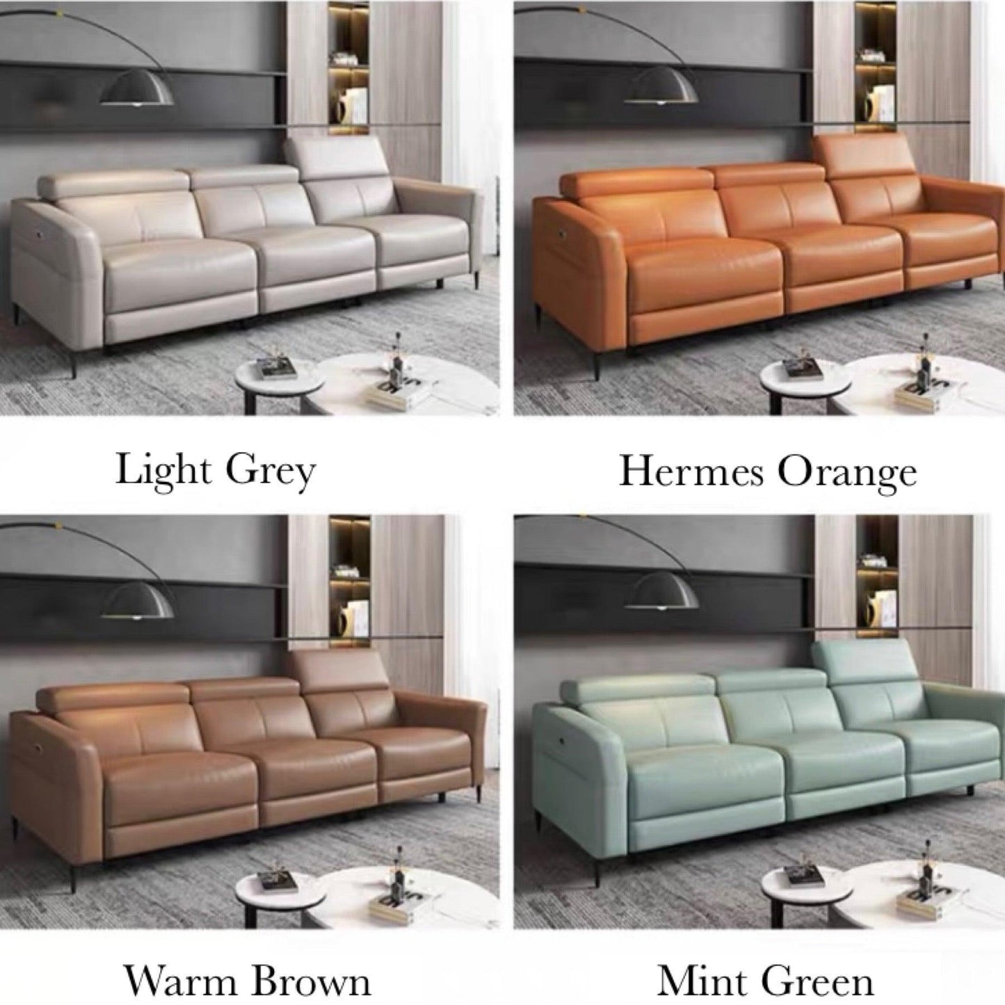 home-atelier-f31a Ellie Sectional Electric Recliner Leather Sofa