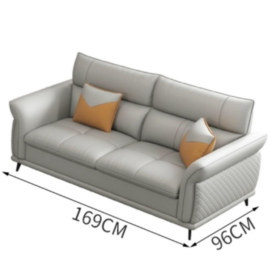 home-atelier-f31a Italian Genuine Cowhide Leather / 2 seater/ Length 169cm / Dark Grey Augustine Leather Sectional Sofa