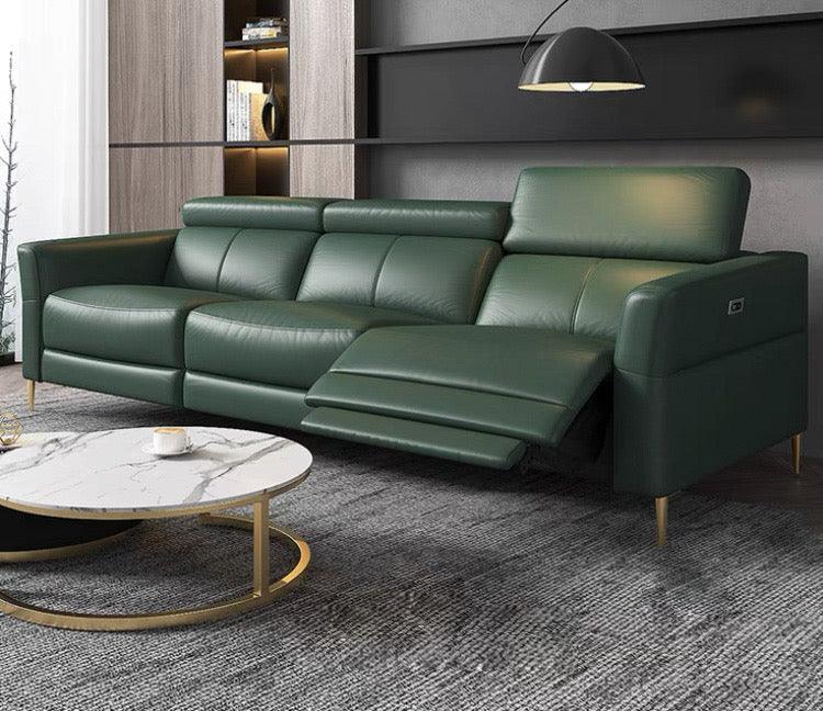 home-atelier-f31a Italian genuine cowhide leather / 3 seater (+1 Electric Recliner) / Cream Ellie Sectional Electric Recliner Leather Sofa