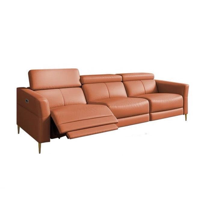 home-atelier-f31a Italian genuine cowhide leather / 3 seater (+1 Electric Recliner) / Hermes Orange Ellie Sectional Electric Recliner Leather Sofa