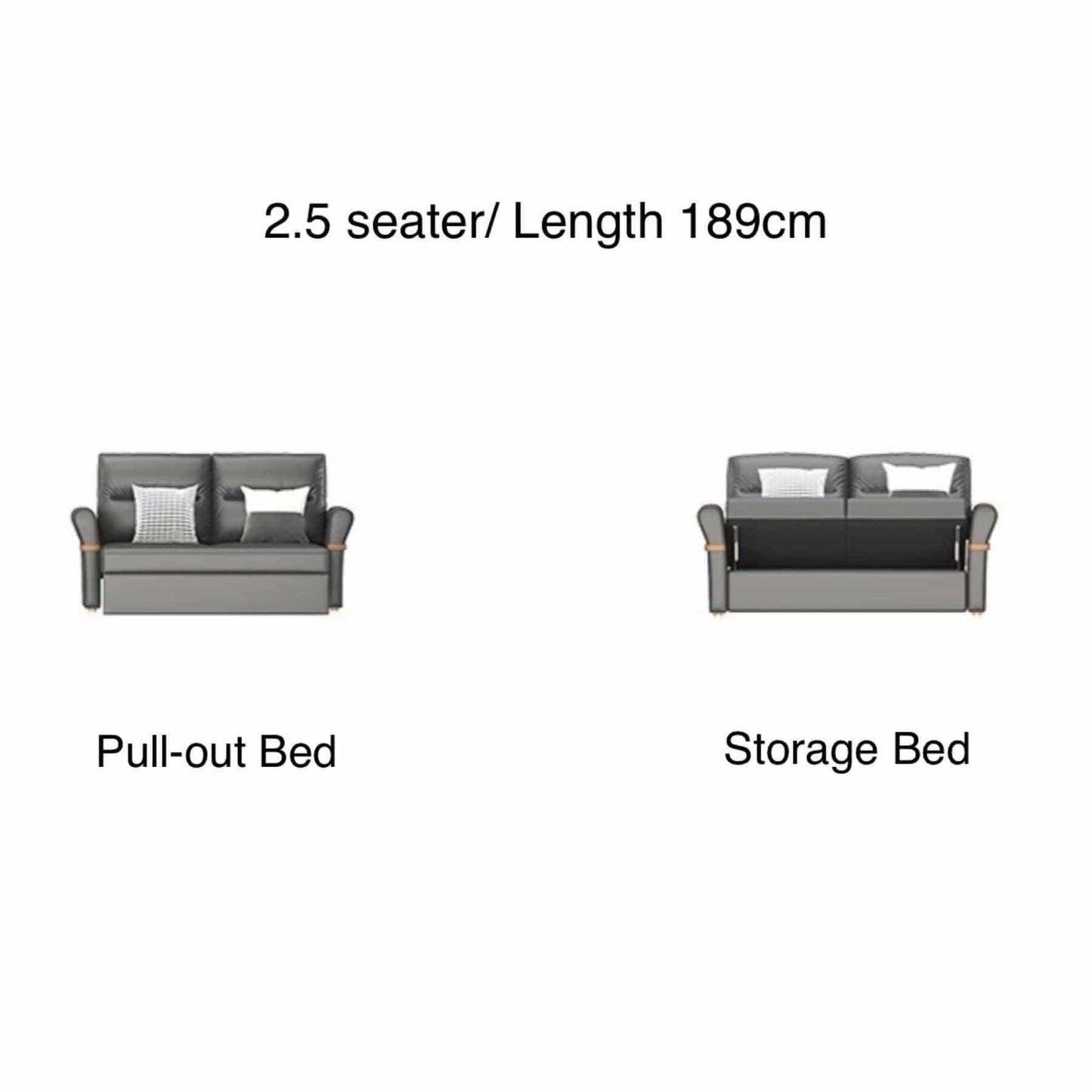 home-atelier-f31a Leather-Aire / 2.5 seater/ Length 189cm / Light Grey Cavern Electric Recliner Storage Sofa Bed