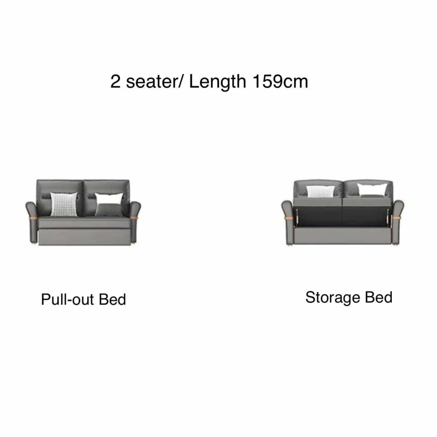 home-atelier-f31a Leather-Aire / 2 seater/ Length 159cm / Light Grey Cavern Electric Recliner Storage Sofa Bed