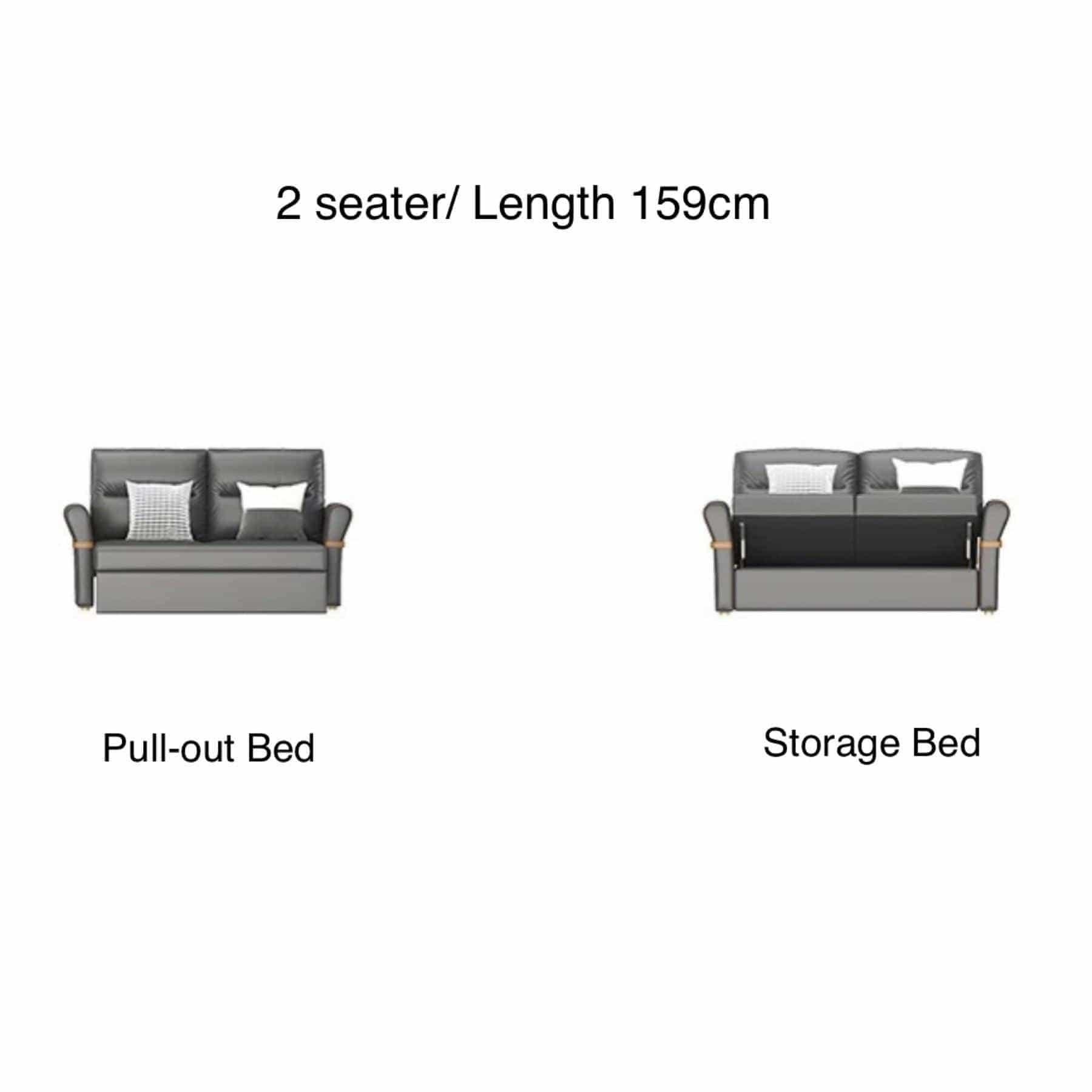 home-atelier-f31a Leather-Aire / 2 seater/ Length 159cm / Light Grey Cavern Electric Recliner Storage Sofa Bed