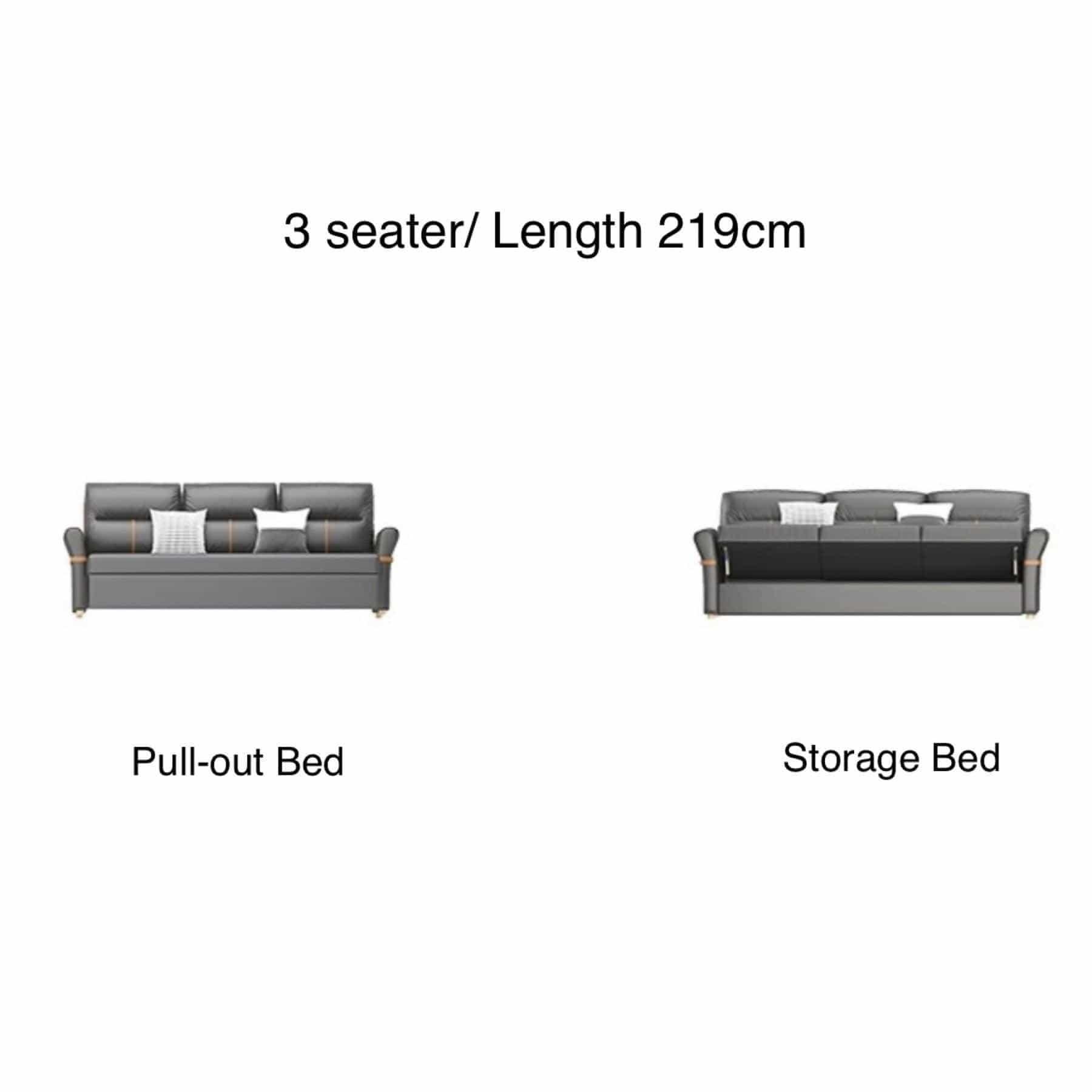 home-atelier-f31a Leather-Aire / 3 seater/ Length 219cm / Light Grey Cavern Electric Recliner Storage Sofa Bed
