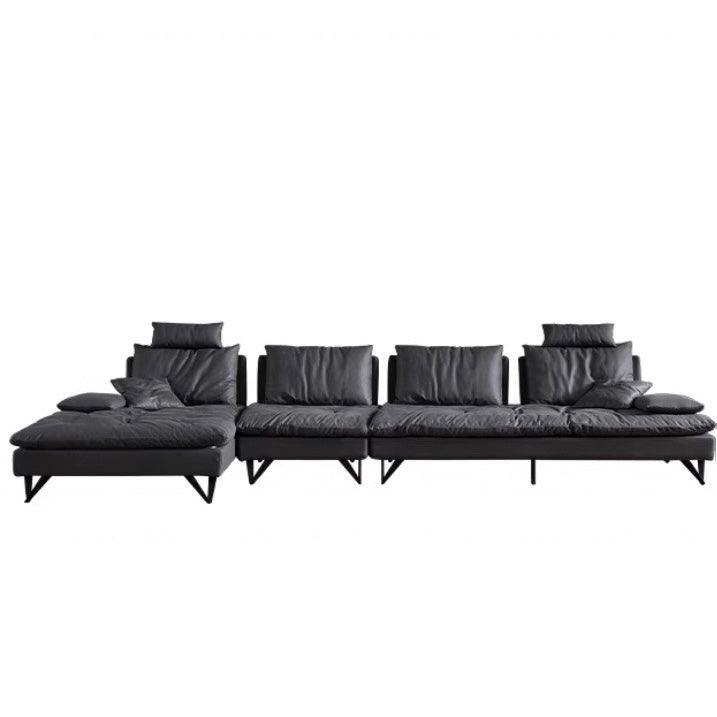 home-atelier-f31a Leather-Aire / 4 seater L-shape / Hermes Orange Tania L-shape Slider Sofa
