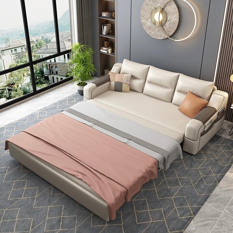 home-atelier-f31a Leather-Aire / Single Size/ Length 140cm / Cream Casey Storage Sofa Bed
