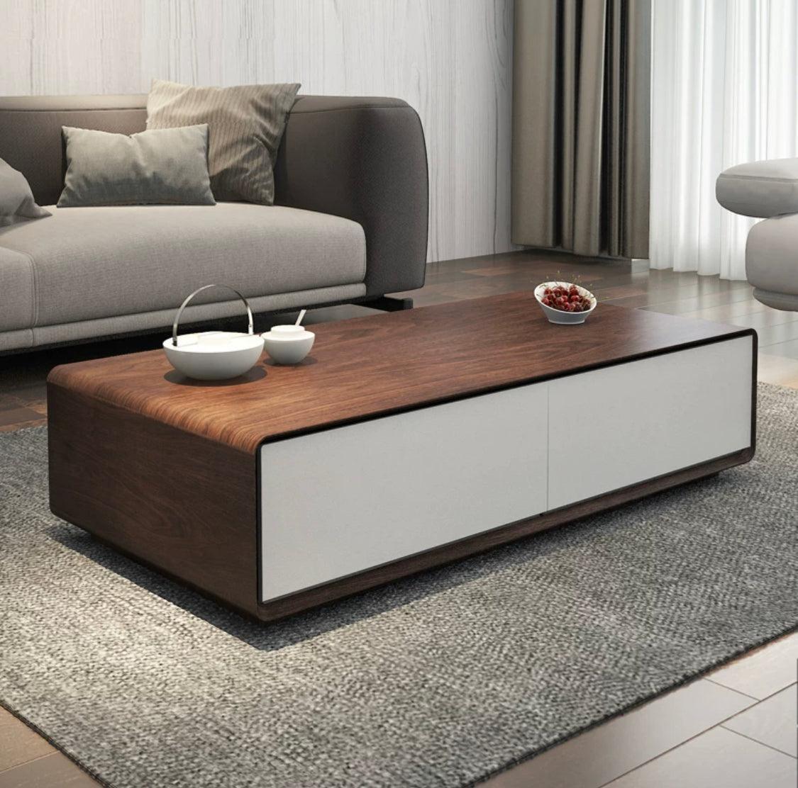 home-atelier-f31a Length 100cm / Walnut + White Dylan Wooden Coffee Table