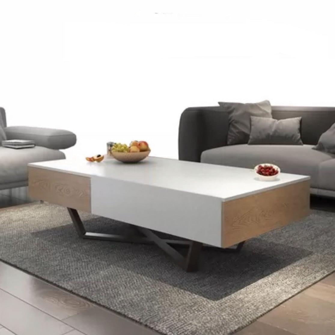 home-atelier-f31a Length 120cm / White + Light Wood Rayner Coffee Table