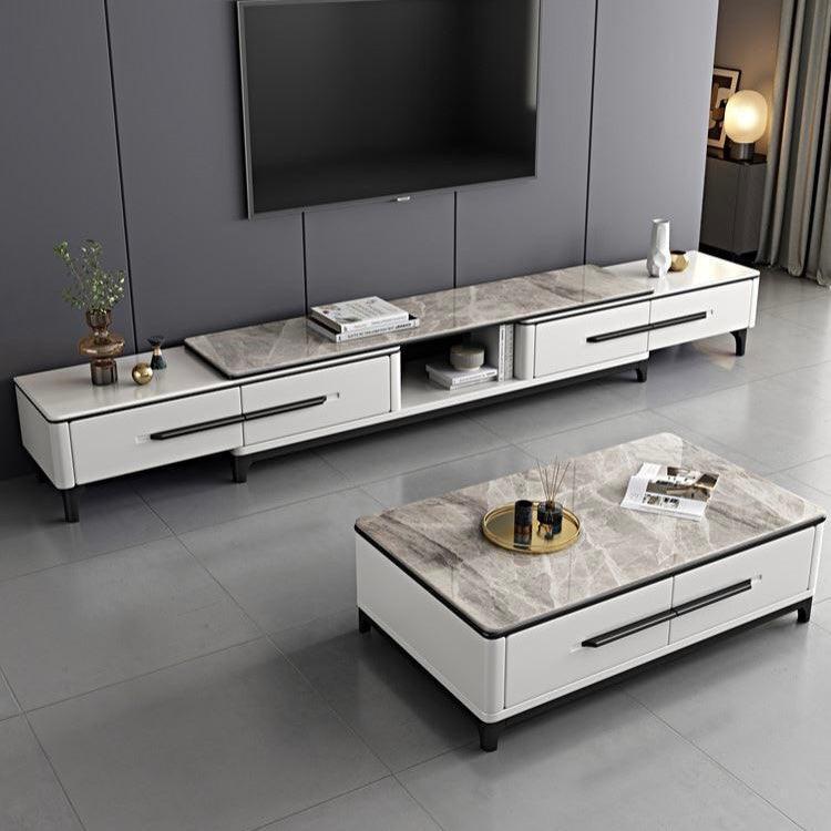 home-atelier-f31a Sintered Stone Table Top / Length 120cm / Gloss Grey Top + White Base Osria Coffee Table