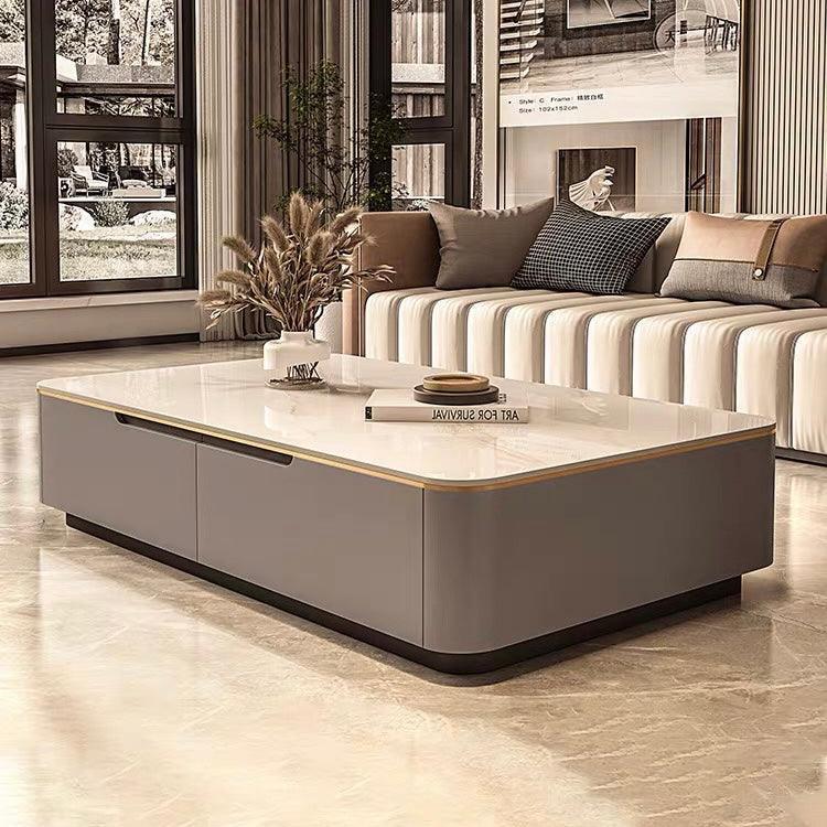 home-atelier-f31a Sintered Stone Table Top / Length 120cm / White Top + Grey Base Greco Coffee Table